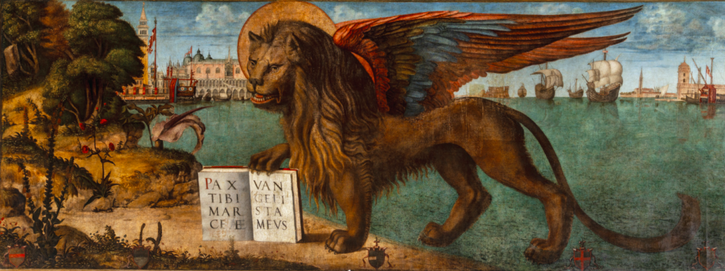 Vittore Carpaccio: Leone di San Marco andante “da tera e da mar”, 1516 Fondazione MUVE -Venezia, Palazzo Ducale Restaurato nel 2021 da Save Venice Inc. con il sostegno di Richard & Jill Almeida