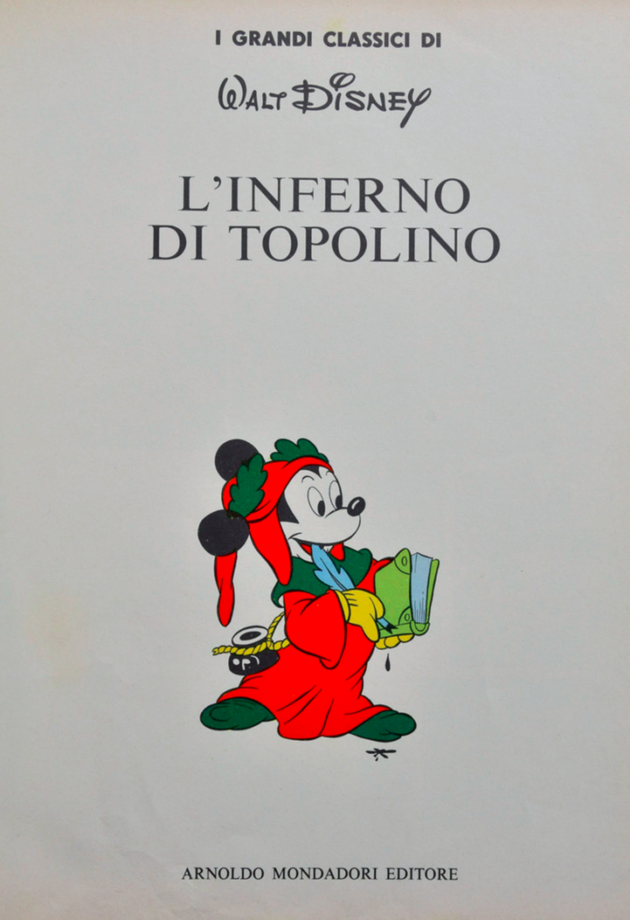 Angelo Bioletto: illustrazione del frontespizio da “L’inferno di Topolino”