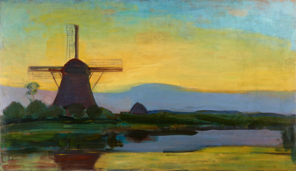 Piet Mondrian: Mulino Oostzijdse con cielo blu, giallo e viola L’Aia, Kunstmuseum Den Haag